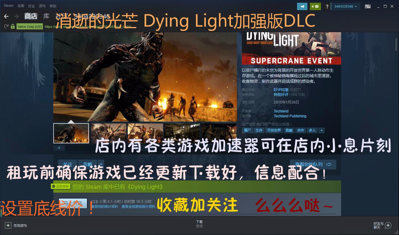 消逝的光芒租号
