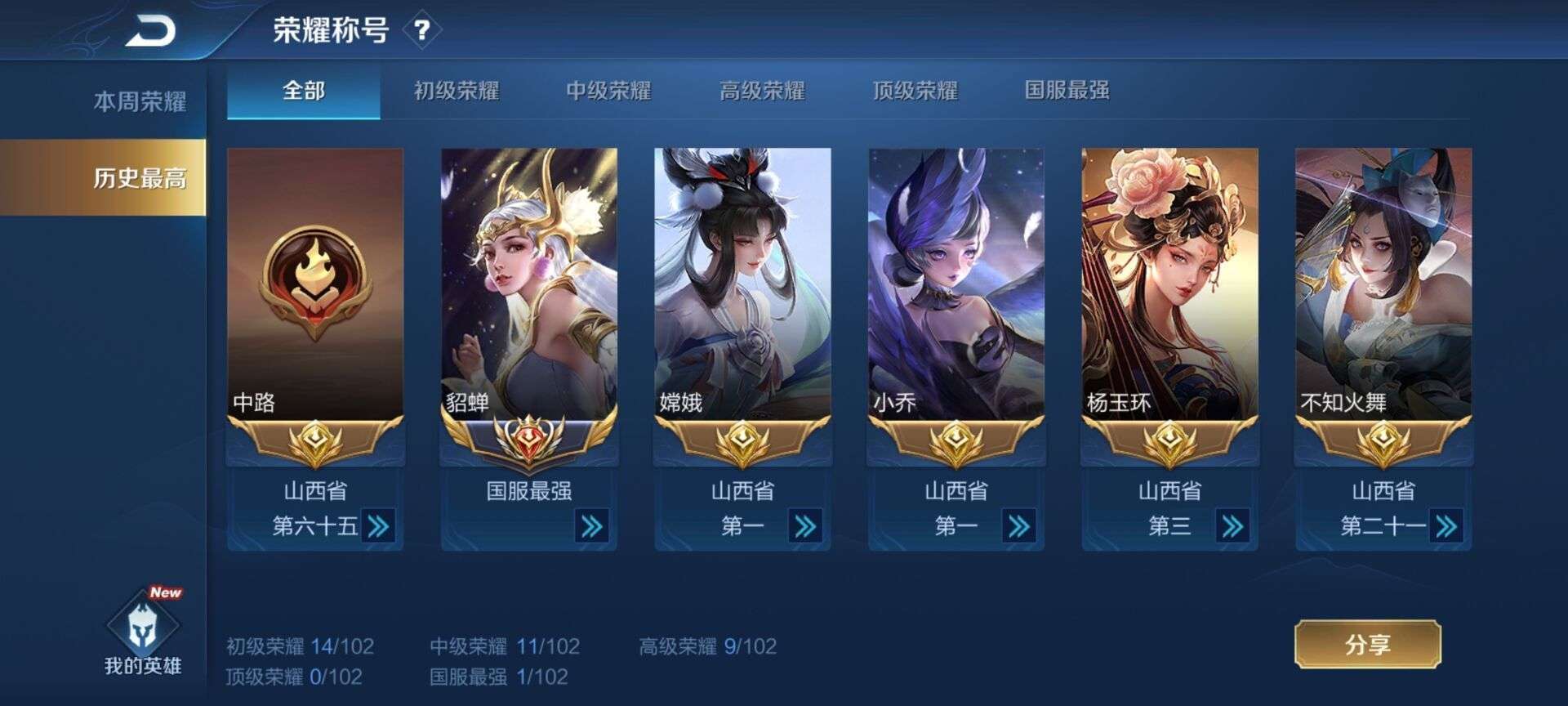 李白新典藏v10【历史国服貂蝉】金仲7典3星340皮