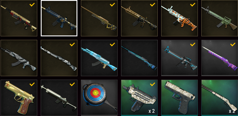 账号截图号里有多套时装 有枪皮肤 m416皮肤两个,黄金awm 蓝色ak m24