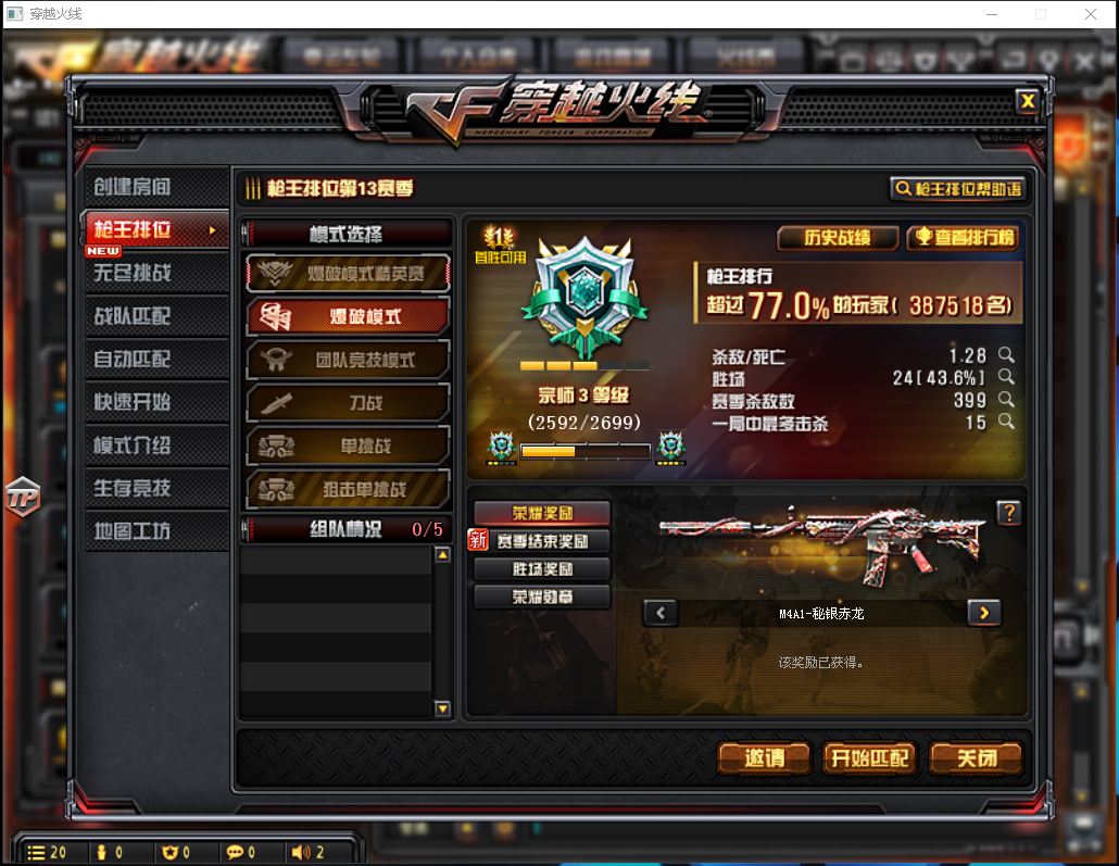 穿越火线宗师3精英赛枪王30点