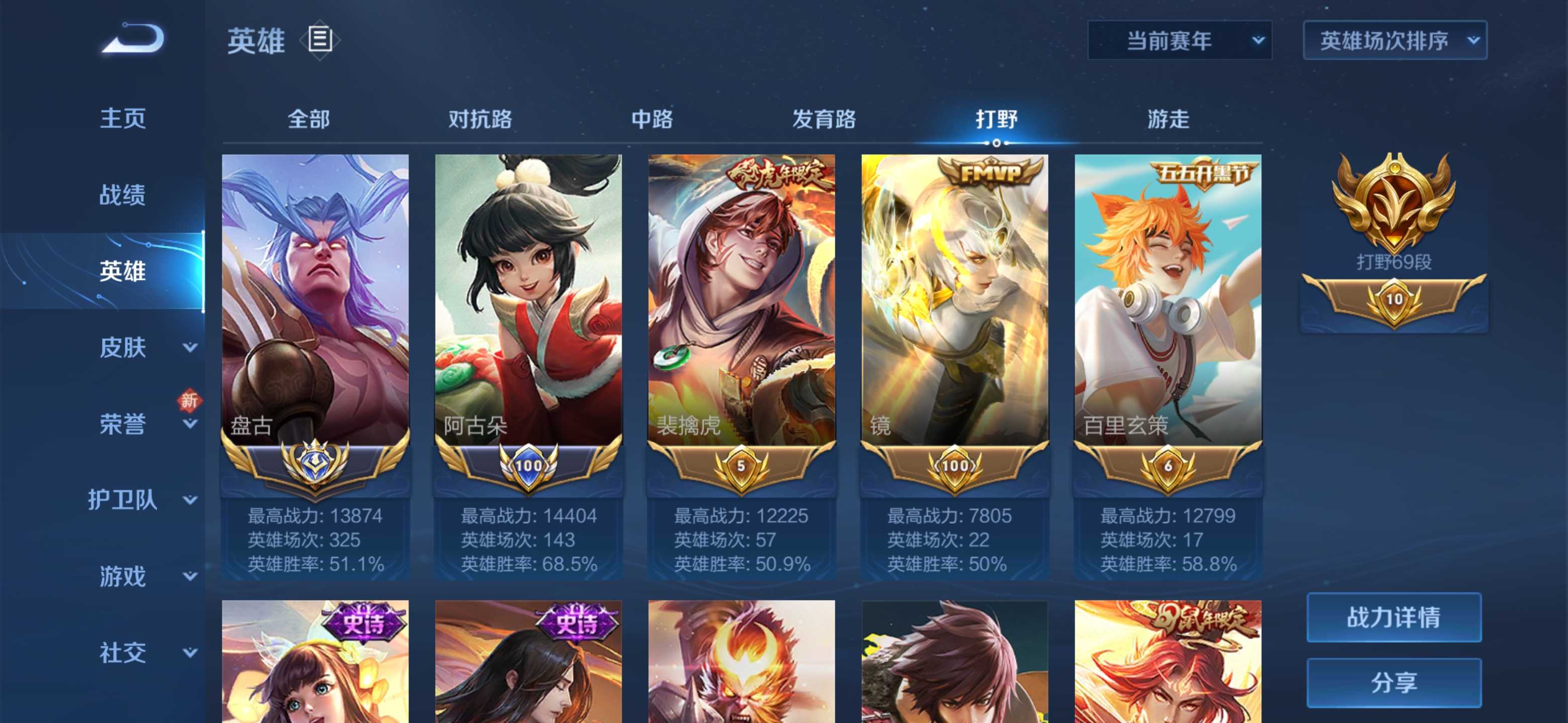 省级打野69段|历史正式服国服盘古|省级盘古82可排位此王者荣耀账号