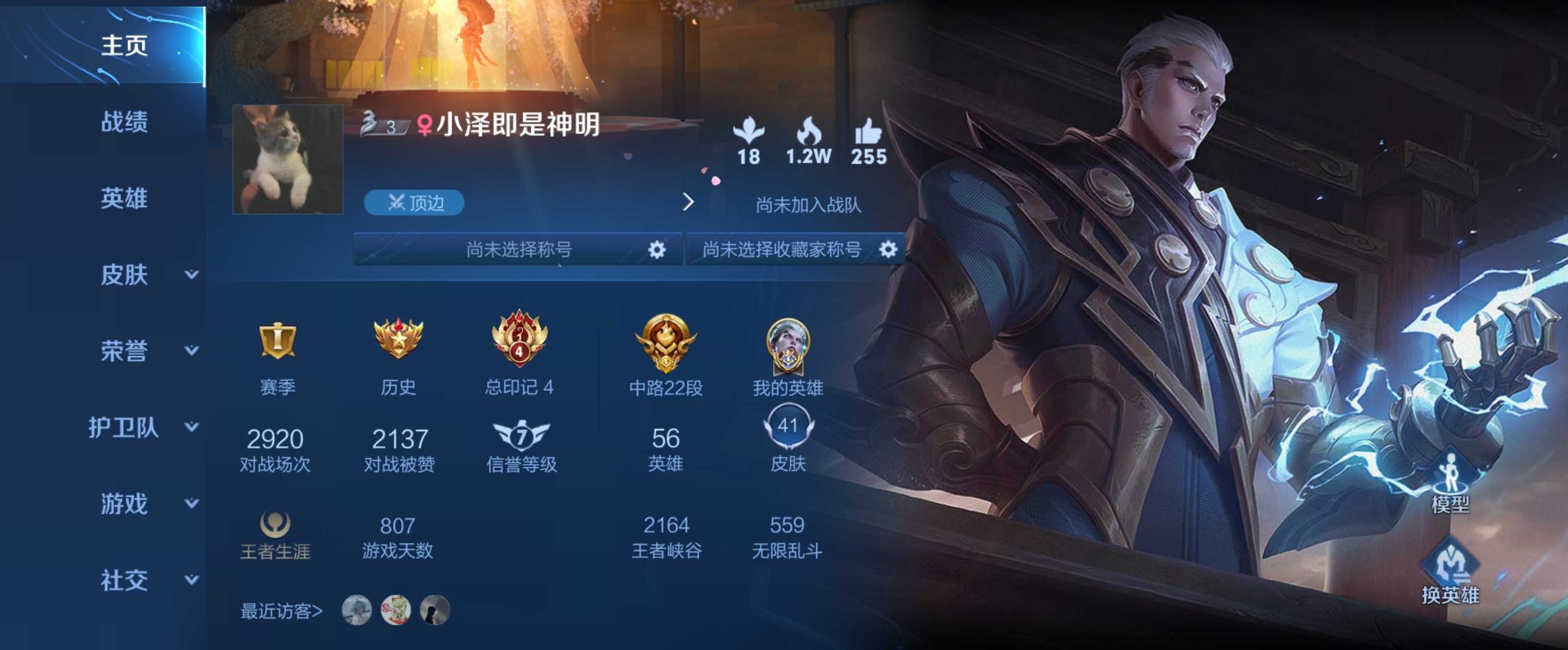 【41皮】无认证7815历史国服司空震历史战力1万5此王者荣耀账号已