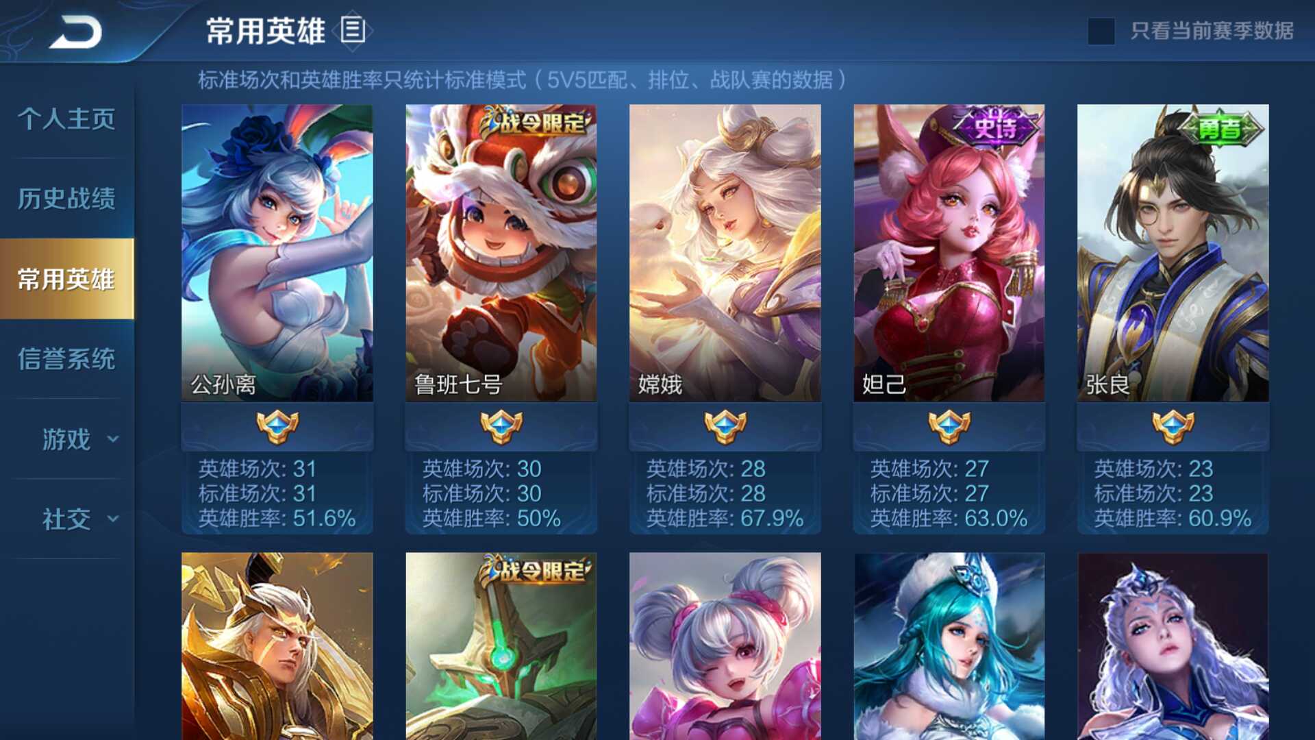 此号有62个英雄32个