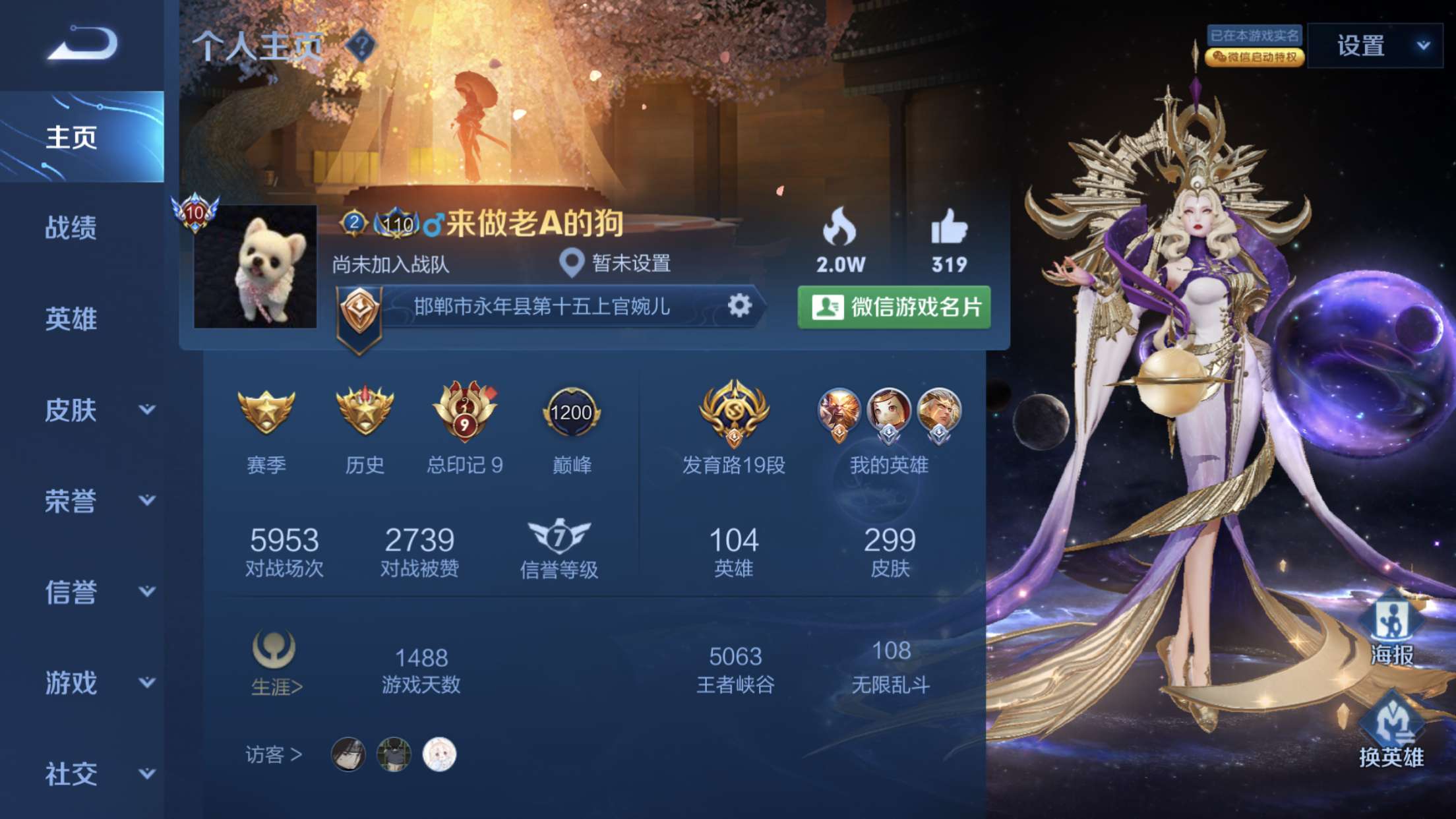 v10 不可排位8水3星300皮肤看图片_王者荣耀_微信苹果_微信账号_光辉