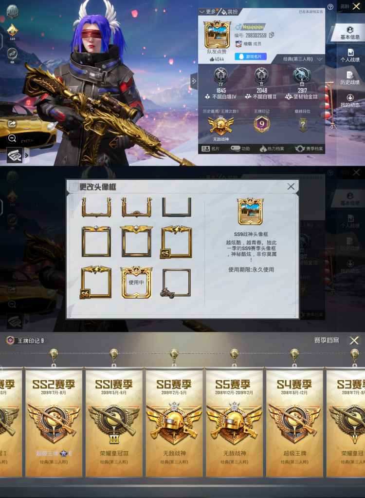 9印记3战神暗夜玫瑰s1套此和平精英账号已出租115次帐号出租-租号玩